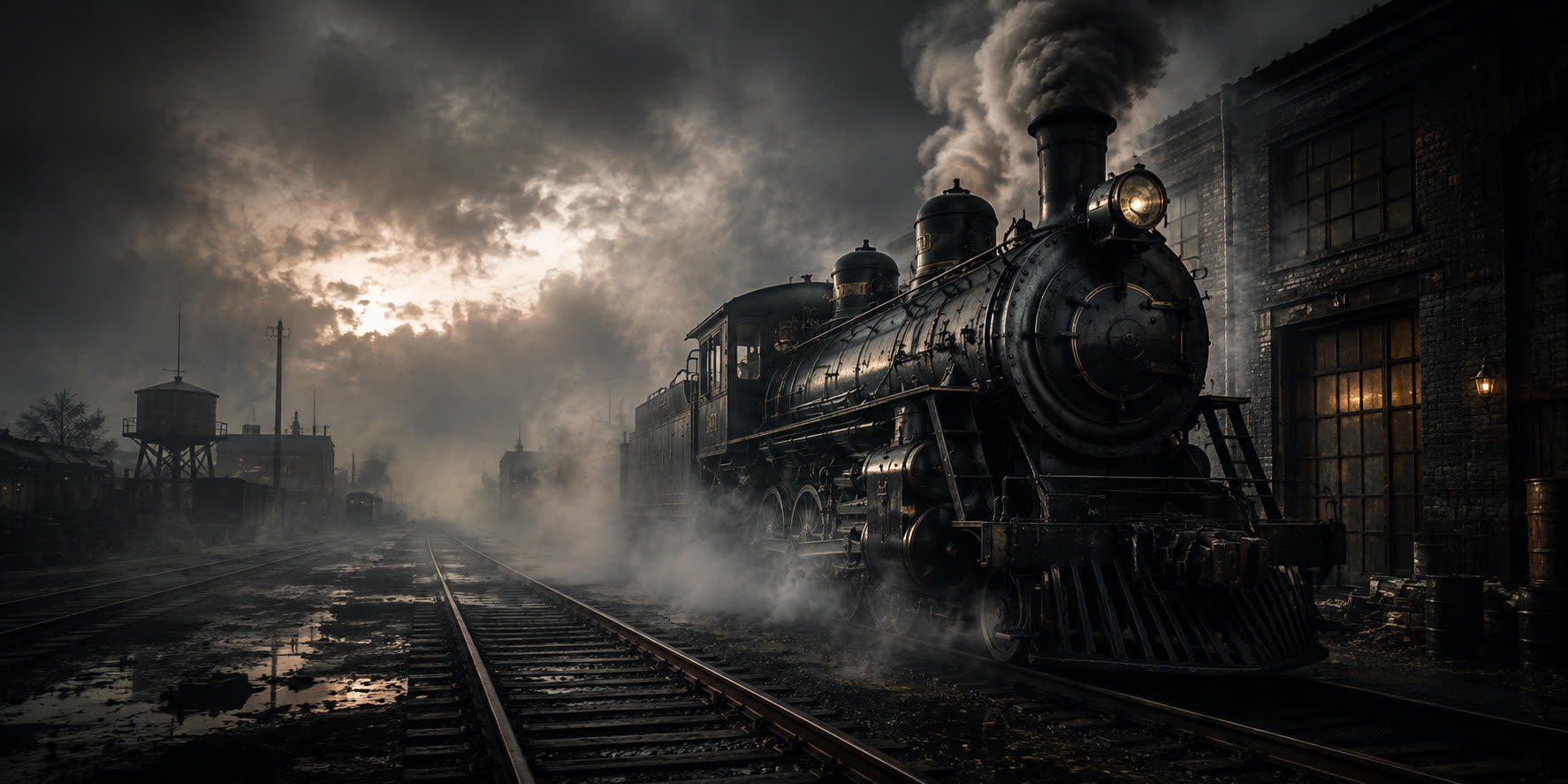 Atmospheric industrial rail scene
